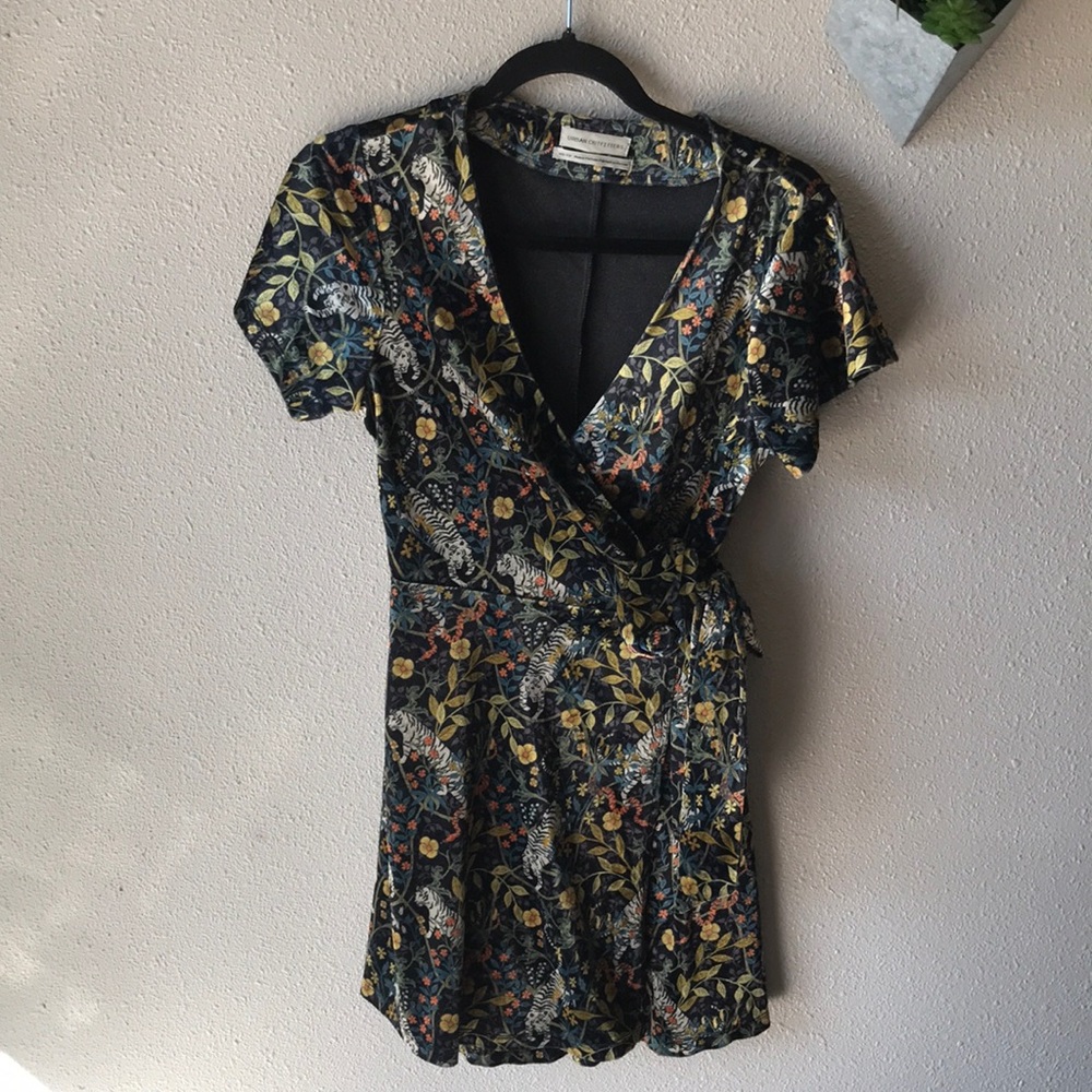 Urban Outfitters - Theresa Velvet Cat Floral Tiger Wrap Boho Peasant Dress